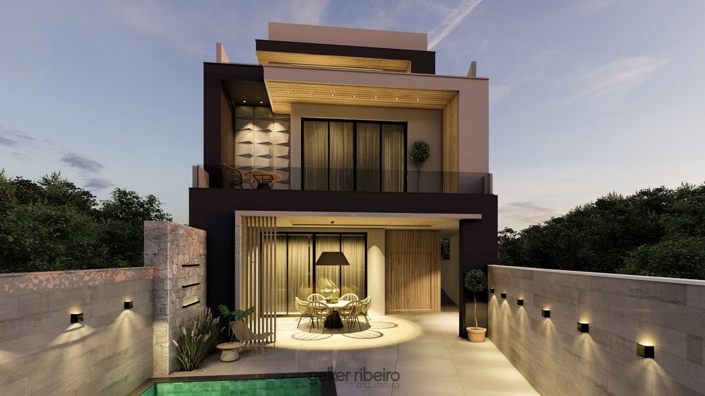 Projeto Fachada Casa Contemporânea Riviera Del sol