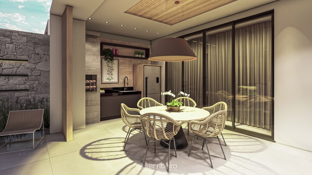 Projeto área gourmet Casa Contemporânea Riviera Del sol