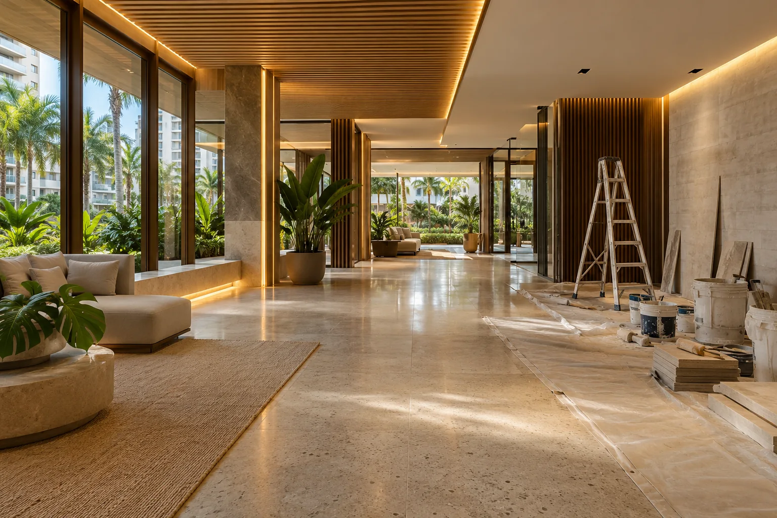 Ambiente de acabamento contemporâneo representando o resultado esperado após uma reforma residencial